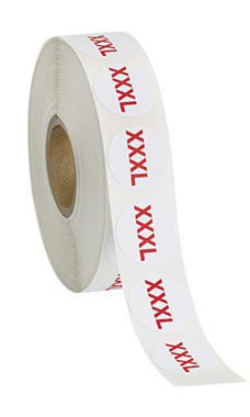 XXXL Round Clothing Size Labels 1000/Roll