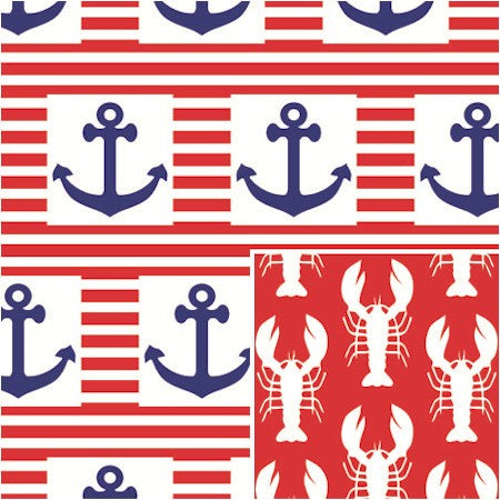 24" x 100 Feet/Roll Ship Ahoy! Reversible Cutter Box Gift Wrap
