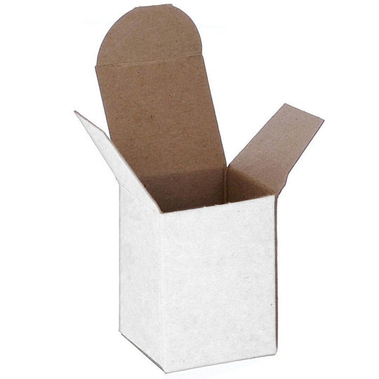 1 1/2 x 1 1/2 x 2 1/4 White 24pt 1-pc Chipboard Folding Carton 1000/Case