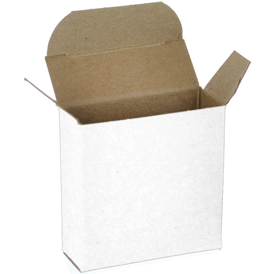 2 3/8 x 7/8 x 2 3/8 White 24pt 1-pc Chipboard Folding Carton 1000/Case