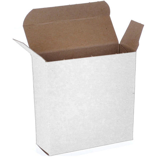 3 1/2 x 1 1/4 x 3 1/2 White 24pt 1-pc Chipboard Folding Carton 1000/Case