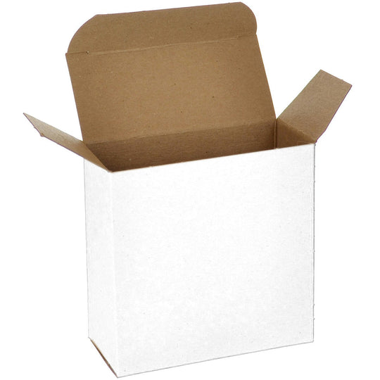 3 5/16 x 1 1/2 x 3 5/16 White 24pt 1-pc Chipboard Folding Carton 1000/Case