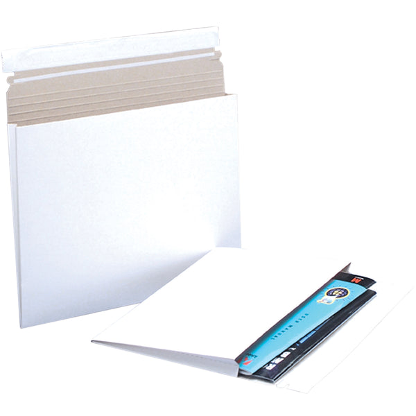 12 1/2 x 9 1/2 x 1 Gusseted Self-Seal White Rigid Mailer 100/Case