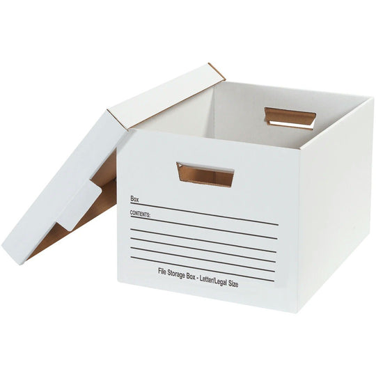 15 x 12 x 10 Letter/Legal Size 2-Piece White File Storage Box 10/Pack