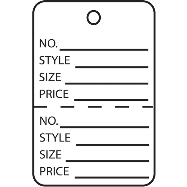 1 1/4 x 1 7/8" White Perforated Garment Tags 1000/Case