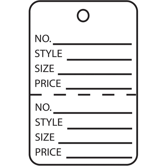 1 1/4 x 1 7/8" White Perforated Garment Tags 1000/Case