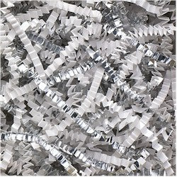 White Silver Crinkle Cut Paper Shred - 10 lbs./case